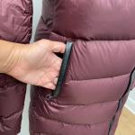 Mackage Puffer Coat Womens XS Burgundy Red Mid Length Quilted High Neck Gorpcore