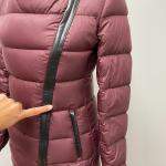 Mackage Puffer Coat Womens XS Burgundy Red Mid Length Quilted High Neck Gorpcore