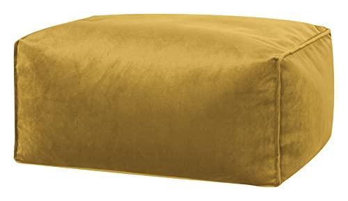 Gouchee Home Roll Velvet Ottoman/Pouf Multi-Function Lounger Stool Footrest with Filling Mustard