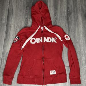 Vintage 2010 CANADA OLYMPIC Hudson Bay Co. Red HOODIE Zipper SWEATER Women's XS