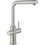 GROHE Blue Home Duo Starter Kit - Pull Out Kitchen Mixer Tap for Filtered, Chilled and Sparkling Water (Includes Cooler Unit, Filter, Co2 Carbonization Bottle), Supersteel 31539DC0