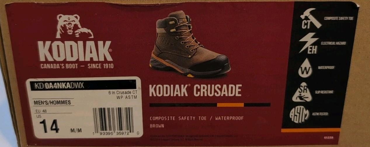 Canada Kodiak Crusade Mens 14M Leather Waterproof Composite Safety Toe 6" Boots 