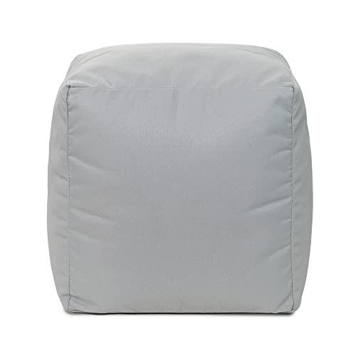Gouchee Home Outdoor/Indoor Fade Resistant Cube Soleil Bean Bag Pouf with Filling Silver