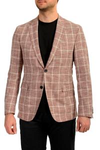 Hugo Boss Men's Nobis6 Slim Fit Plaid Two Button Linen Wool Blazer US 40R IT 50R