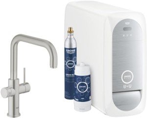 GROHE Blue Home Duo Starter Kit - Kitchen Mixer Tap for Filtered, Chilled and Sparkling Water (Includes Cooler Unit, Filter and Co2 Carbonization Bottle), Stainless Steel Look 31456DC1