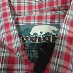 Kodiak Plaid Shirt Men's L Large 100% Cotton Button Up Red Gray
