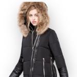 Rudsak Double Layer Black Mid-Length DOWN FUR LEATHER puffer Winter Jacket Coat