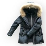 Rudsak Double Layer Black Mid-Length DOWN FUR LEATHER puffer Winter Jacket Coat