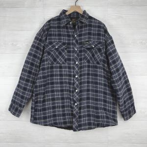 Vtg Klimbers by Kodiak Plaid Jacket Men XL Tall Navy Quilted Shacket Pearl Snaps
