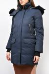 MACKAGE NAVY BLUE 'JUANA' DOWN PARKA WITH BLACK FUR HOOD DETAIL SIZE XS