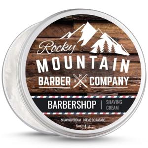 Shaving Cream for Men - Barbershop Scent - Made in Canada - Thick Lather for Traditional and Cartridge Shaving by Rocky Mountain Barber Company - 5oz Tin