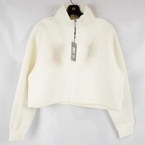 Mackage Lizia-O Cropped Pullover Sweatshirt In Cream Quarter Zip Women's Size S