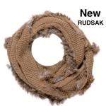 NEW Rudsak LARGE knit oversized boyfriend blanket scarf REAL FUR TRIM brown tan
