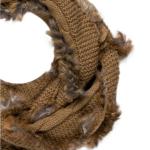 NEW Rudsak LARGE knit oversized boyfriend blanket scarf REAL FUR TRIM brown tan