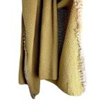 NEW Rudsak LARGE knit oversized boyfriend blanket scarf REAL FUR TRIM brown tan