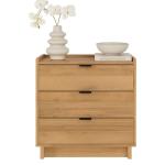 Prepac Simply Modern Nightstand Bedside Table, Natural Oak Nightstand for Bedroom, End Table with 3 Drawers 26.5" W x 26.75" H x 16" D