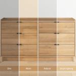 Prepac Simply Modern Nightstand Bedside Table, Natural Oak Nightstand for Bedroom, End Table with 3 Drawers 26.5" W x 26.75" H x 16" D