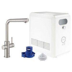 GROHE 31608DC2 Blue Professional Kitchen Faucet Starter Kit, SuperSteel InfinityFinish