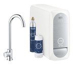 GROHE Blue Home Mono Starter Kit - Pillar Tap for Filtered, Chilled and Sparkling Water (Includes Cooler Unit, Filter and Co2 Carbonization Bottle), High Swivel C-Spout, Chrome 31498001
