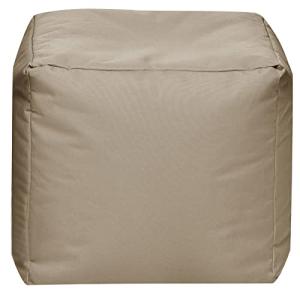 Gouchee Home Cube Brava Pouf Ottoman Foot Rest - Khaki - Modern Square Bean Bag Chair with Water Repellent Fabric - Floor Pouf for Living Room, Bedroom or Patio - Foot Rest for Indoor and Outdoor