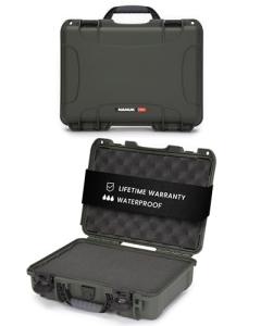 NANUK 910 Hard Case with Customizable Cubed Foam, IP67 Waterproof & Crushproof, Rugged Construction for Ultimate Protection, Made in North America – Olive (14.3” x 11.1” x 4.7”)