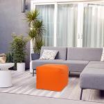 Gouchee Home Outdoor/Indoor Fade Resistant Cube Soleil Bean Bag Pouf with Filling Orange