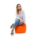 Gouchee Home Outdoor/Indoor Fade Resistant Cube Soleil Bean Bag Pouf with Filling Orange