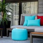 Gouchee Home Dotcom Soleil Bean Bag Round Ottoman/Pouf - Waterproof, Fade-Resistant Footrest for Indoor/Outdoor - Filled with High-Density Polystyrene Beads, Double-Stitched Seam, Peacock, 20"D x 12"H