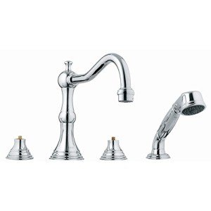 GROHE 25080000 Bridgeford Roman Tub Filler with Hand Shower, Starlight Chrome