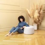 Gouchee Home Dotcom Woolly Bean Bag Pouf 20" Dia x 12" h