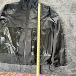 RUDSAK Men's Windbreaker Jacket Black Glossy Hood Zip Up Medium Jogging