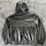 RUDSAK Men's Windbreaker Jacket Black Glossy Hood Zip Up Medium Jogging