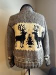 Canadian Sweater Co. Thick Knit Large Zip Up Wool Sweater Deerskin Collar
