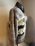 Canadian Sweater Co. Thick Knit Large Zip Up Wool Sweater Deerskin Collar
