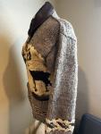 Canadian Sweater Co. Thick Knit Large Zip Up Wool Sweater Deerskin Collar