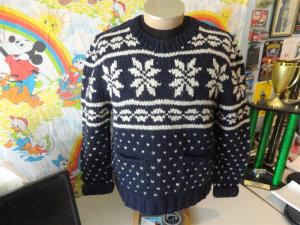 CANADIAN SWEATER COMPANY Cowichan Sweater 100% Wool Fair Isle Pockets Size L