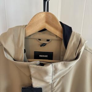 Mackage NWT Thurston Beige Hooded Jacket Men 44 Water-Resistant Wind Proof *NOTE