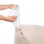 Gouchee Home Outdoor/Indoor Fade Resistant Cube Soleil Bean Bag Pouf with Filling Beige