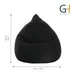 Gouchee Home Easy Collection Bean Bag Chair for Kids and Adults - Black - Beanbag Couch for Indoor Living Spaces - Cozy Chair, Stylish, and Comfy Lazy Sofa Chair for Reading, Gaming, and More