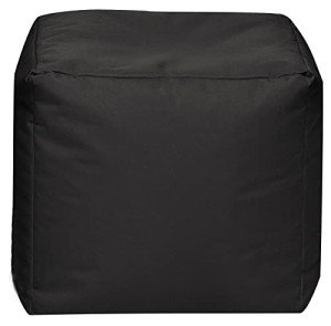 Gouchee Home Cube Brava Pouf Ottoman Foot Rest - Black, Modern Square Bean Bag Chair with Water Repellent Fabric - Floor Pouf for Living Room, Bedroom or Patio - Foot Rest for Indoor and Outdoor