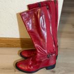 Rudsak Womens Red Leather Tall Riding Boots Buckle Detail Size 6.5