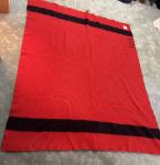 Vintage Hudson's Bay Company 100% Wool 4 Point Red Scarlet Blanket 84x66 England