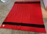Vintage Hudson's Bay Company 100% Wool 4 Point Red Scarlet Blanket 84x66 England