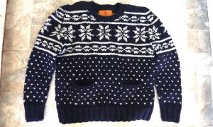 XXL CANADIAN SWEATER COMPANY Cowichan Pullover Sweater  Wool Fair Isle Pockets