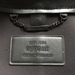 Rudsak Women's MOONI Mid-Length Coat Leather Collar Black Sz S