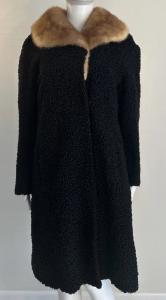 Hudson’s Bay Company Black Persian Lamb Swing Coat With Mink Fur Collar Vintage