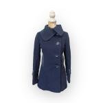 Mackage Navy Blue Peacoat Wool Leather Trim Mid Length Size S Small