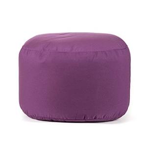 Gouchee Home Dotcom Soleil Bean Bag Round Ottoman/Pouf - Waterproof, Fade-Resistant Footrest for Indoor/Outdoor - Filled with High-Density Polystyrene Beads, Double-Stitched Seam, Purple, 20"D x 12"H