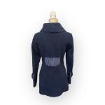Mackage Navy Blue Peacoat Wool Leather Trim Mid Length Size S Small