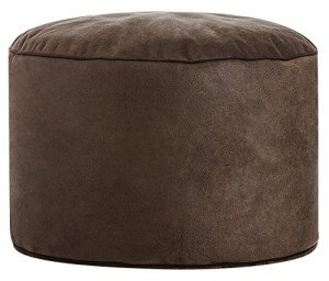 Gouchee Home Dotcom Cuba Round Pouf, Brown - Suede Foot Stool, Stuffed Ottoman Bean Bag Chair - Stylish and Comfortable Furniture Accessory for Living Room and Bedroom - Large